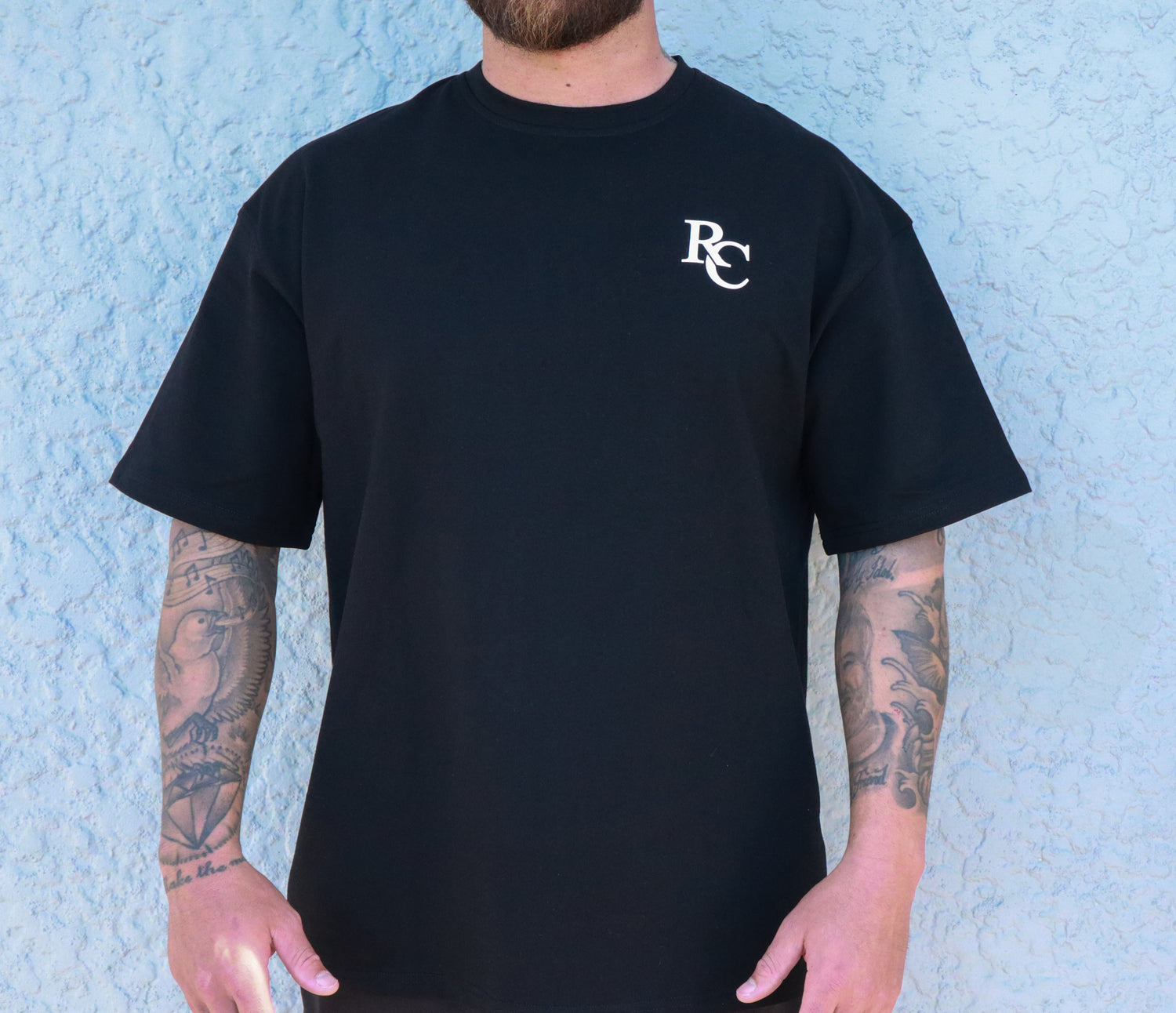 Rippy’s black tall tee front view